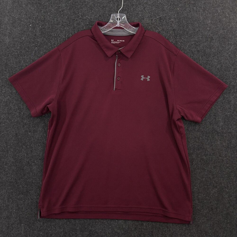Under Armour Tech Polo Shirt Men's XXL Burgundy Maroon Golf Stretch Performance